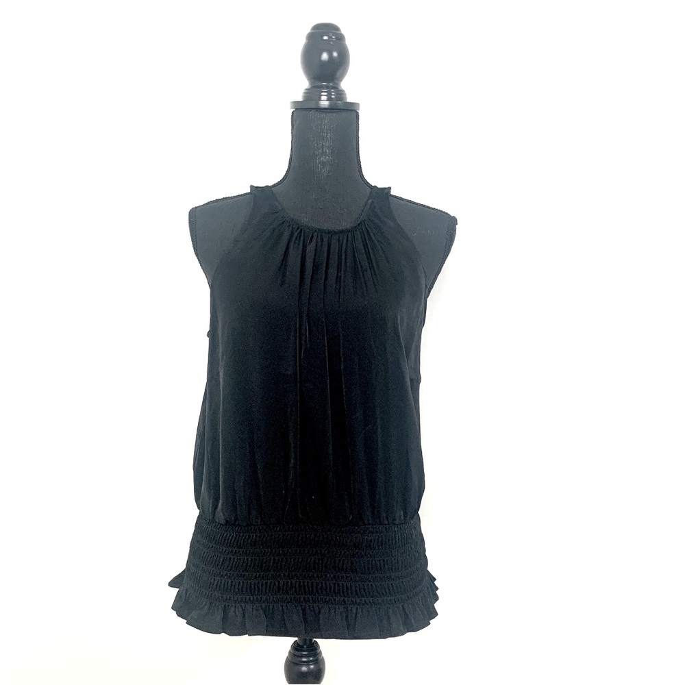 Express S Black Elastic Bottom Silky Tank Top